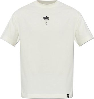 Palm Angels Logo T-shirt - Heren - T-shirts - Beige - S - Katoen - Tops