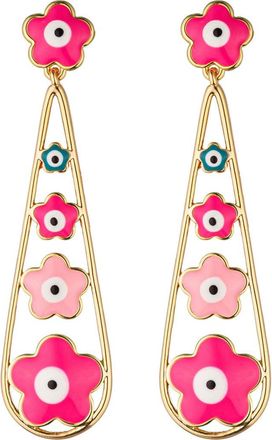 Eye Candy Los Angeles Neda Flower Drop Earrings in Gold at Nordstrom Rack