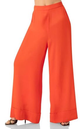 Ivonne Light Weight Wide-Leg Straight Pants in Orange at Nordstrom, Size 10