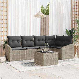 vidaXL Set Divano Da Giardino 6 Pcs Grigio Chiaro Poly Rattan - Vidaxl