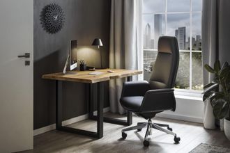 Salesfever Schreibtisch »Villach Arbeitsplatz« echte Baumkante, Home office Laptoptisch