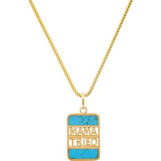 Established Mama Tried Pendant Necklace in Turquoise at Nordstrom