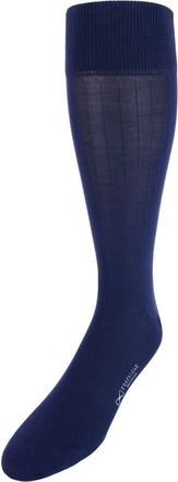 Trafalgar Store Jasper Mercerized Cotton Ribbed Mid-Calf Solid Color Socks in Classic Navy at Nordstrom