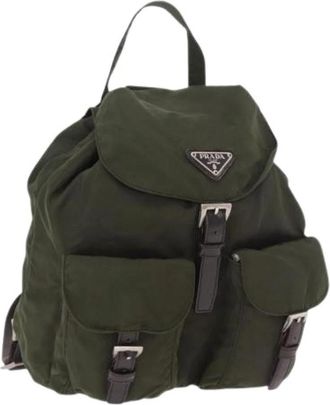 Prada Pre-owned Nylon Backpack - Dames - Vintage Rugzakken - Groen - ONE Size - Nylon - Vintage