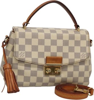Louis Vuitton Croisette Handbag Damier White Canvas Handbag (Pre-Owned)