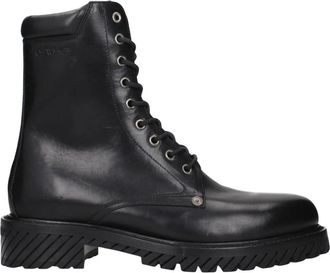 Off-white Enkellaarsjes - Heren - Veterlaarzen - Zwart - 44 EU - Leer - Schoenen