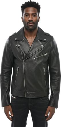 Diesel Black Solid Leather Jacket