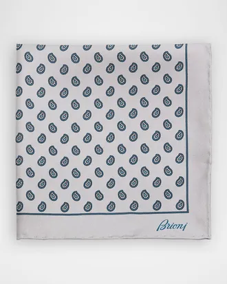 Brioni Men & apos;s Micro-Paisley Hand-Rolled Silk Pocket Square