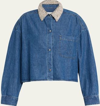 TWP My Ex Denim Shirt with Crystal Collar