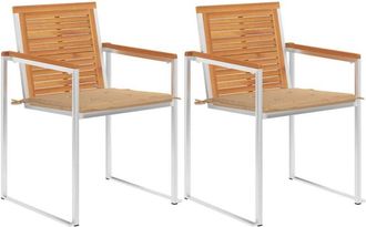 vidaXL Vidaxl - Sillas De Jard&iacute;n Con Cojines 2 Uds Madera Maciza Acacia Y Acero