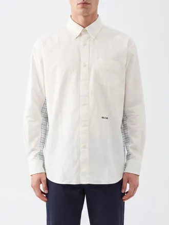 A.P.C. A. P.C. Patchwork Print Cotton Shirt with Button-Down Collar
