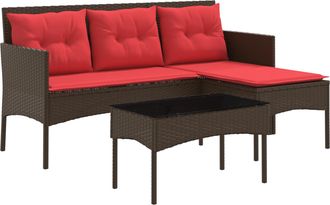 vidaXL Conjunto De Sof&aacute;s De Jard&iacute;n 2 Uds. Marr&oacute;n Y Rojo Vidaxl