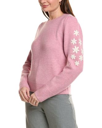 Ellen Tracy Floral Embroidered Sweater