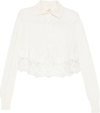 Ermanno Scervino Camisa de seda con ribete de encaje - Blouses & Shirts - Mujer - Blanco - XS