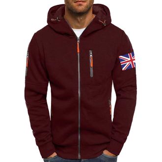Generic Zip Up Hoodies For Men, Slim Fit Hoody Tops With Pockets Solid Color Sweatshirts Stretchy Patchwork Sportwears Lightweight Breathable Hooded Outerwear