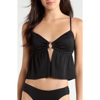 Sanctuary Shirred Tankini Top in Black at Nordstrom, Size X-Large