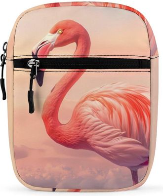 Generic Flamingo in The Sky Trendy Crossbody Bag for Men Women Small Satchel Men Sling Adjustable Shoulder Strap Messenger