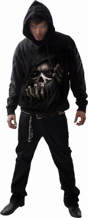 Spiral Spiraal Unisex Volwassen Grim Ripper Rug- en Mouwprint Pullover Hoodie (Zwart)