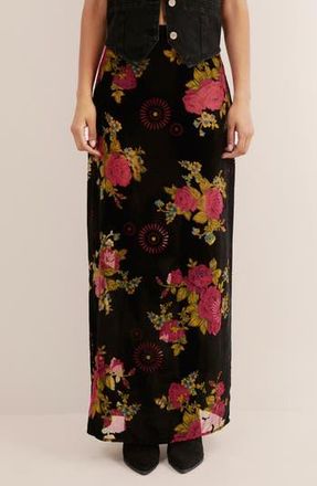 NASTY GAL Floral Devore Maxi Skirt in Pink at Nordstrom Rack, Size 14