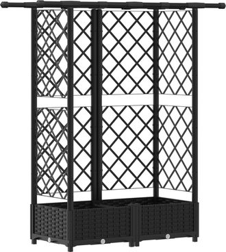 vidaXL Cama Elevada Con Trellis Y Techo Negro 124 X 40 X 121 Cm Pp Vidaxl