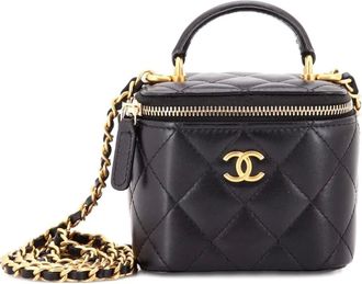 Chanel Classic Top Handle Vanity Case with Chain Quilted Lambskin Mini crossbody bag - Nero