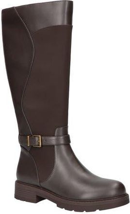 Easy Street Erica Mixed Media Equestrian Boot in Brown at Nordstrom Rack, Size 5.5