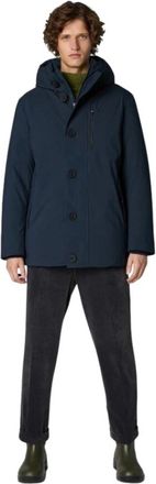 Save The Duck Blauwe en Groene Parkas - Heren - Mantels - Blauw - Maat: XL Poliester