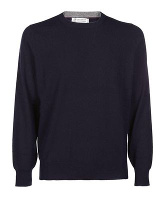 Brunello Cucinelli Ribbed edges detail cashmere crew neck