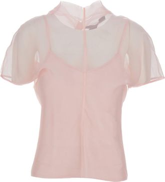 Federica Tosi Sheer Silk Organza Blouse with High Neck