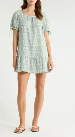 Marine Layer Clio Tiered Minidress in Oliva Print at Nordstrom, Size X-Small