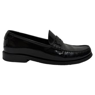 Saint Laurent Saint Laurent De Loafer Penny Loafers in Zwart Glanzend Kalfsleer