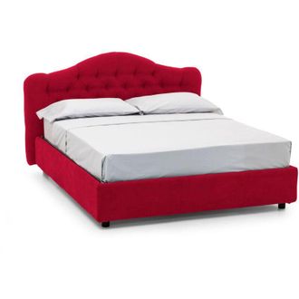 Dmora Letto Matrimoniale Aly, Sfoderabile, Contenitore Made in Italy, Rosso