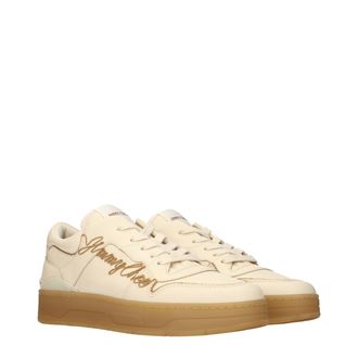 Jimmy Choo London Leather Low-Top Sneaker - Beige