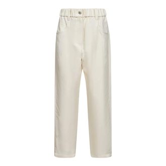 Brunello Cucinelli Broeken, Dames, Beige, XS, Linnen, Fluid Twill Baggy Broek