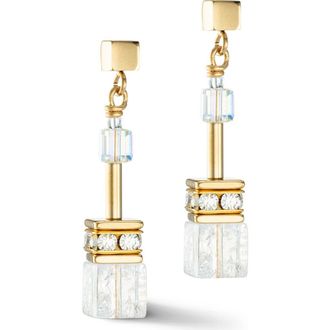 Coeur de Lion Geocube Iconic Nature Gold Earrings in White at Nordstrom