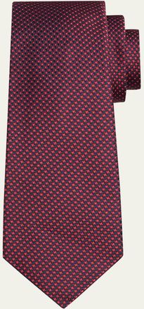 Kiton Mens Micro-Houndstooth Silk 7-Fold Tie