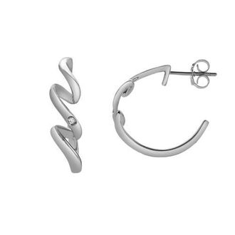 LuvMyJewelry Zenvira Sterling Silver 0.02 Ct Diamond Abstract Hoop Earrings in 925 Sterling Silver at Nordstrom