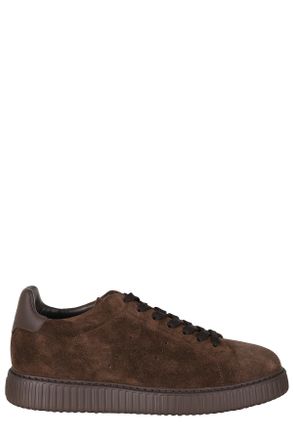 Hogan Brown H677 Perforated Side Logo Suede Sneakers