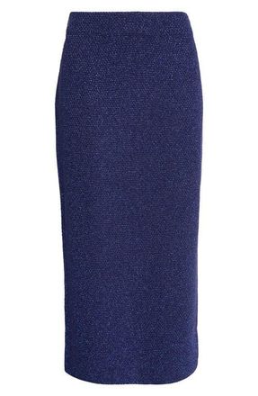 St. John Margot Metallic Sweater Skirt in Midnight/Cobalt Metallic at Nordstrom, Size X-Large