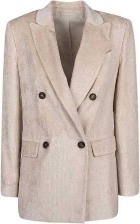 Brunello Cucinelli WomenS Pink Beige Double Breasted Jacket, Size 10