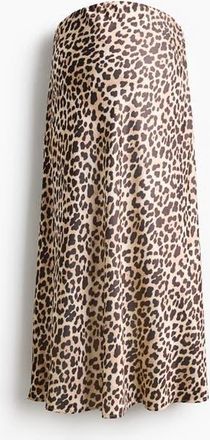 H&M Mama Satin Slip Skirt in Beige/leopard Print at Nordstrom, Size X-Small