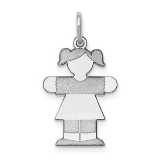 Diamond2Deal 14k Gold The Kids Small Girl with Ponytails Engravable Hugs Charm Pendant