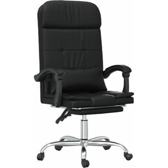 vidaXL Silla De Oficina Reclinable Masaje Cuero Sint&eacute;tico Negro Vidaxl