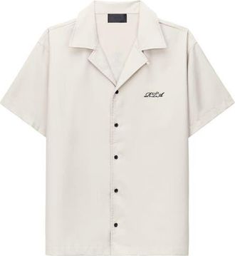 Rta Nathan Poppy Graphic Oversized Button-Up Camp Shirt in Beige Poppy at Nordstrom, Size Xxx-Large