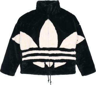 adidas Mens adidas originals Contrasting Colors Large Logo Loose Stand Collar Sports Jacket Black HC0323