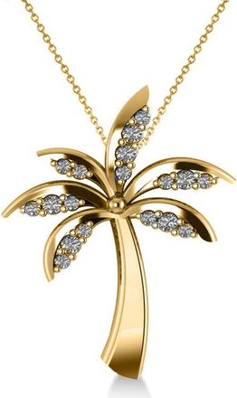 Allurez Diamond Summer Palm Tree Pendant Necklace 14k in Yellow Gold at Nordstrom, Size 18