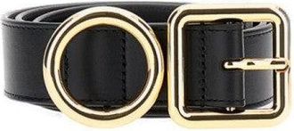 Jacquemus Leather Belt With Geometric Gold Buckle Design