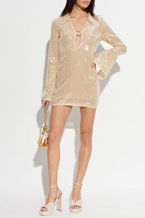 Os&eacute;ree Sequin Dress, Womens, Cream