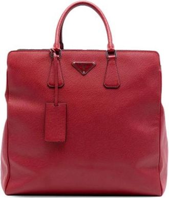 Prada Pre-owned Saffiano Satchel - Dames - Vintage Shopper - Rood - ONE Size - Leer - Vintage