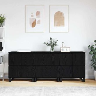 vidaXL Vidaxl - Sideboards 3 Pcs Rovere Nero 180 X 35 X 70 Cm Legno Multistrato